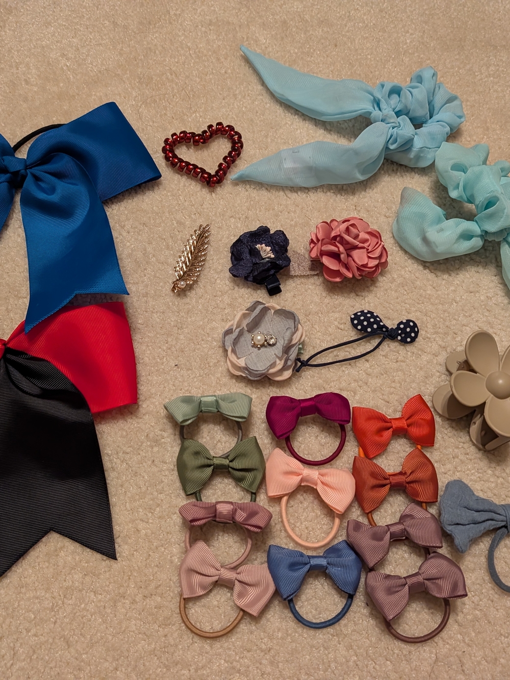 Girls scrunchie hair tie light up over sized bows kids crystal barrettes clips